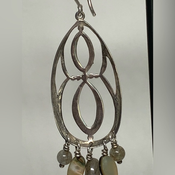 Silpada Sterling Silver HTF INFINITY Feldspar, Abalone Shell Chandelier Earrings - Picture 10 of 13